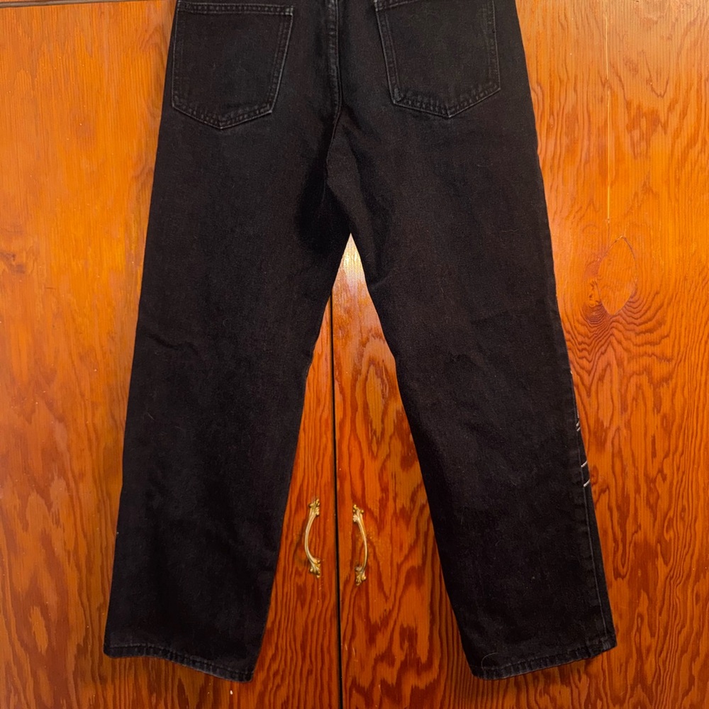 Black Spider Web Design Wide Leg Jeans - Picture 5 of 5